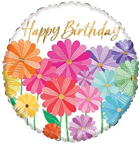 18" Happy Bday Colored Poppy