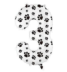 34" Number 3 - Paw Print