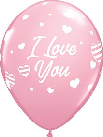 11" I Love You Striped Hearts Latex