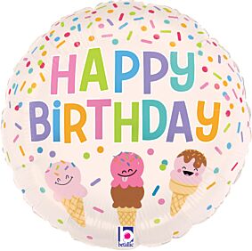 9" Happy Birthday Ice Cream Cones