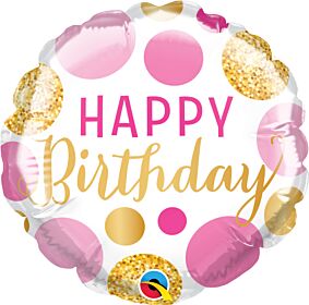 4" Bday Pink and Gold Dots