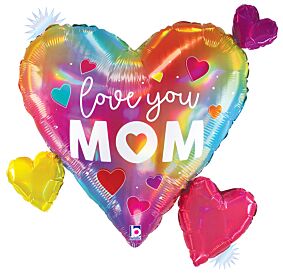28" Opal Colorful Love You Mom Heart