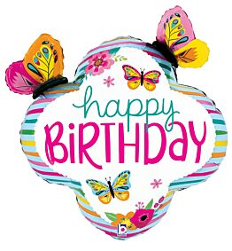 30" Colorful Birthday Butterfly Frame