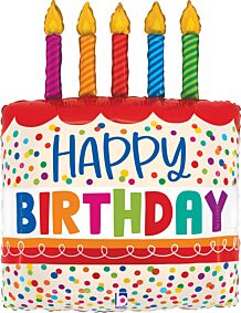 30" Birthday Cake Bright Candles