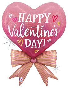 34" Valentine Pink Bow Heart