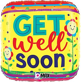 18" Get Well Flowers and Stripes