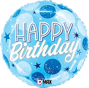 18" Birthday Blue Sparkle Dots