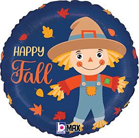 18" Happy Fall Cute Scarecrow Leaves