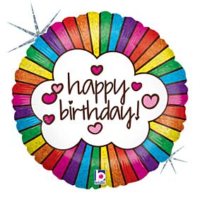 18" Retro Rainbow Birthday Holographic