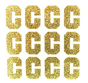 1.5" Soft Gold Glitter Letter C