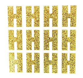 1.5" Soft Gold Glitter Letter H