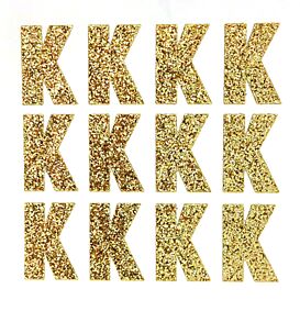 1.5" Soft Gold Glitter Letter K