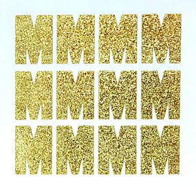 1.5" Soft Gold Glitter Letter M