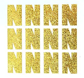 1.5" Soft Gold Glitter Letter N
