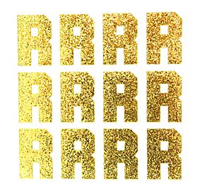 1.5" Soft Gold Glitter Letter R