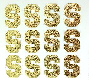 1.5" Soft Gold Glitter Letter S