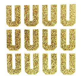 1.5" Soft Gold Glitter Letter U