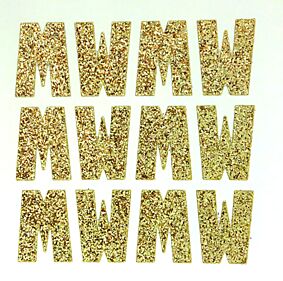 1.5" Soft Gold Glitter Letter W
