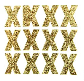 1.5" Soft Gold Glitter Letter X