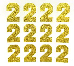 1.5" Soft Gold Glitter Number 2