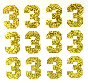 1.5" Soft Gold Glitter Number 3