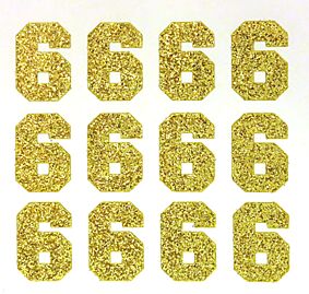 1.5" Sft Gold Glitter Number 6/9