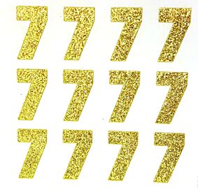 1.5" Soft Gold Glitter Number 7
