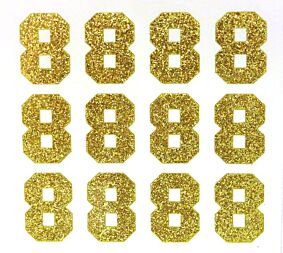 1.5" Soft Gold Glitter Number 8