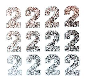 1.5" Silver Glitter Number 2