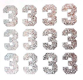 1.5" Silver Glitter Number 3