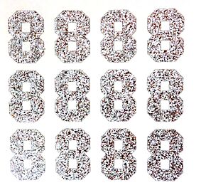 1.5" Silver Glitter Number 8