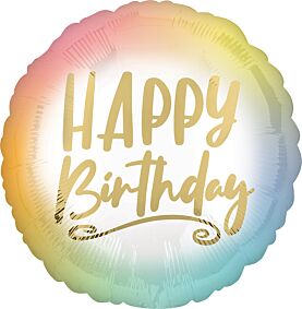 17" Ombre and Gold Happy Birthday