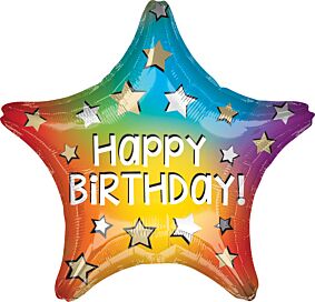19" Happy Birthday Rainbow Star