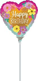 9" Happy Birthday Painted Flowers