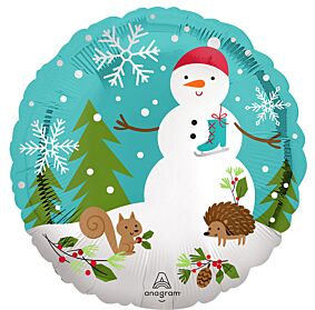 18" Satin Woodland Snowman