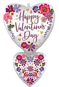 31" Satin Pressed Flowers Double Heart