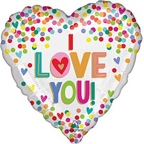 17" I Love You Rainbow Dots