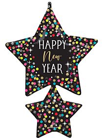 37" HNY Colorful Confetti Stars