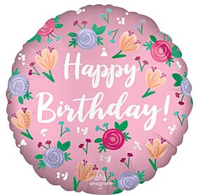 18" Satin Happy Birthday Peony