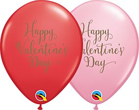 11" Qualatex Happy Valentine Script Latex - Red/Pink
