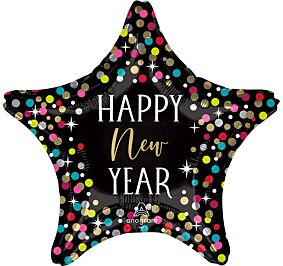 19" HNY Colorful Confetti Star