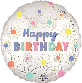 18" Satin Daisies Happy Birthday