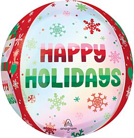 16" Happy Holidays Shimmering Snowman Orbz
