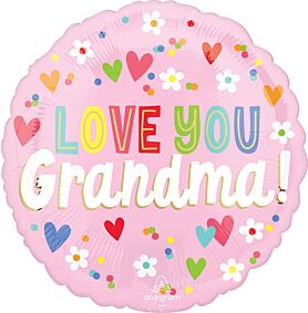 17" Love You Grandma Hearts and  Flowers
