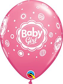 11" Qualatex Baby Girl Dots Latex
