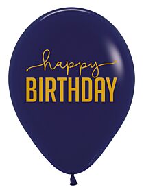 11" Happy Birthday Navy  Latex
