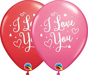 11" Qualatex I Love You Hearts Script Latex