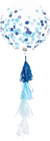 17" Blue Confetti with Tassel Latex