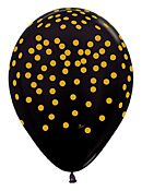 11" Sempertex Gold Confetti Black Latex
