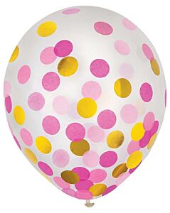 12" Confetti Filled Latex - Pink & Gold